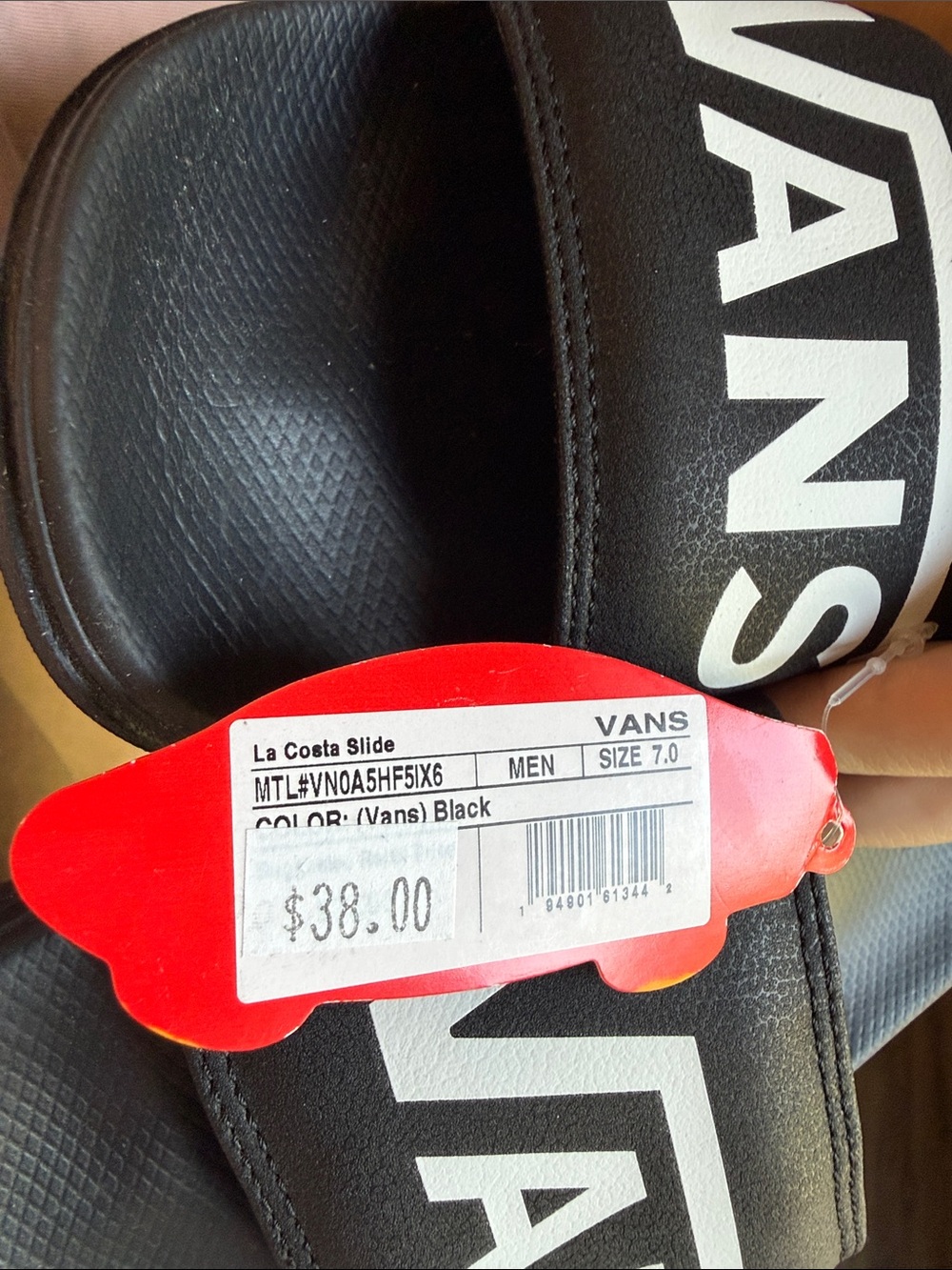 Vans Black Slide Sandals with White Logo Strap - Picture 3 of 3